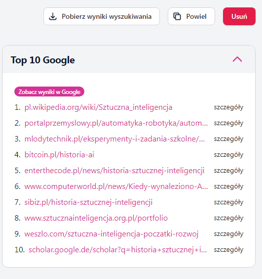 Analiza TOP10 Google przy tworzeniu treści