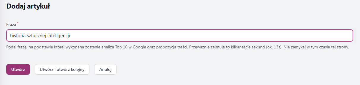 Tworzenie artykułu o sztucznej inteligencji